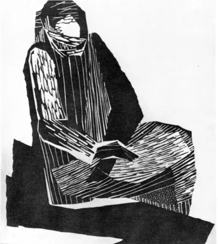 Στη φυλακή, 1961, ξυλογραφία, 29,4 x 24,2 εκ.