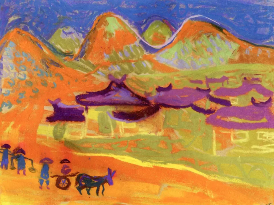 Χωριό ΙΙΙ, περ. 1957-62, παστέλ σε χαρτί, 31,2 x 40,2 εκ., ιδιωτική συλλογή