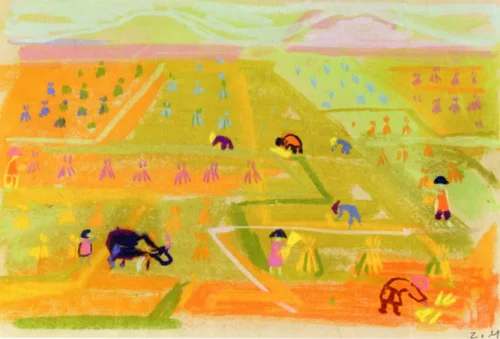 Δουλειά στον Κάμπο ΙΙ, περ. 1957-62, παστέλ σε χαρτί, 26 x 38 εκ., ιδιωτική συλλογή