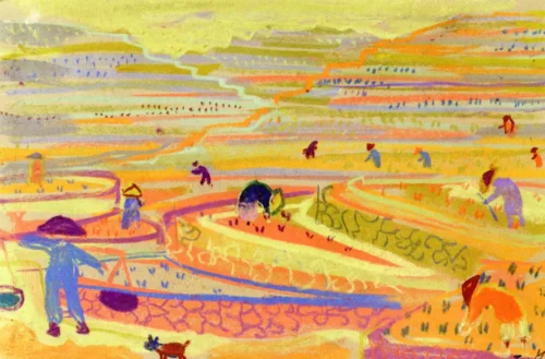 Ορυζώνας ΙΙ, περ. 1957-62, παστέλ σε χαρτί, 26 x 38 εκ., ιδιωτική συλλογή