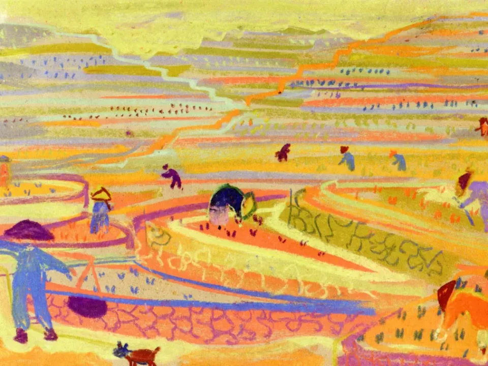 Ορυζώνας ΙΙ, περ. 1957-62, παστέλ σε χαρτί, 26 x 38 εκ., ιδιωτική συλλογή